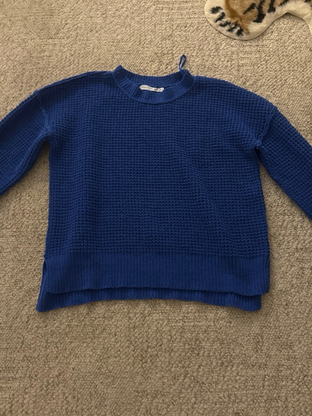 Altar'd State Royal Blue Waffle-Knit Crew Sweater